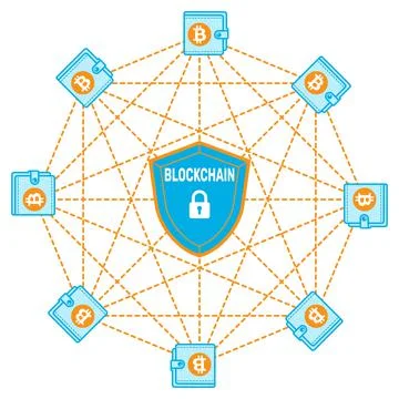 Bitcoin and Blockchain logo イラスト素材