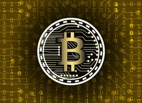 Bitcoin and blockchain network connection, virtual currency blockchain techno Stock Illustration