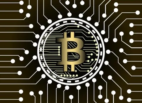 Bitcoin and blockchain network connection, virtual currency blockchain techno Illustrazione stock