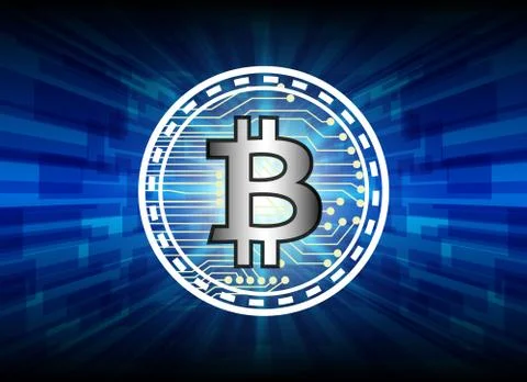 Bitcoin and blockchain network connection, virtual currency blockchain techno Illustrazione stock