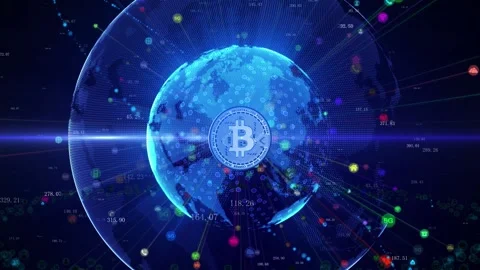 Bitcoin and blockchain technology background Stock Footage 220396695