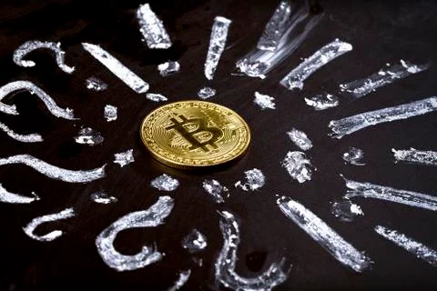 Bitcoin and chalkboard Stock Photos