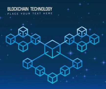 Bitcoin and cryptocurrency background and vector picture and technology block Stock Illustration