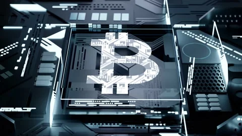 Bitcoin and cryptocurrency technology Background Stockbeeldmateriaal 231931901