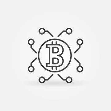 Bitcoin and cryptocurrency vector outline icon or symbol Illustrazione stock