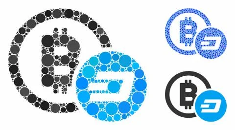 Bitcoin and Dash Composition Icon of Spheric Items Stock Illustration
