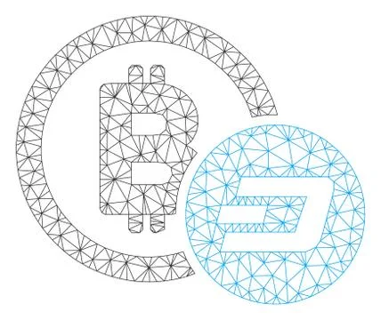 Bitcoin and Dash Vector Mesh 2D Model 스톡 일러스트