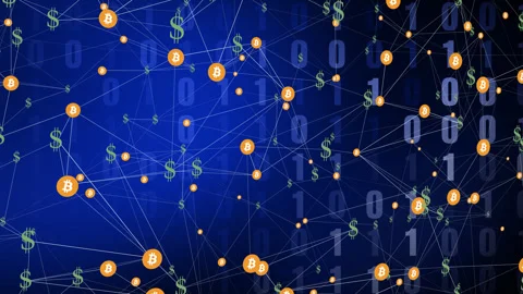 Bitcoin and dollar coexistence visual representation of parallel worlds Stock Footage 255042547