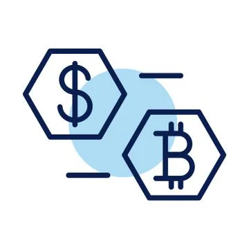 Bitcoin and dollar crypto currency line style icon Illustrazione stock