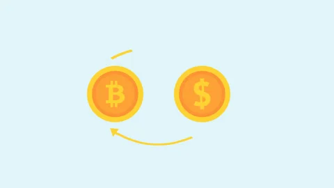 Bitcoin And Dollar Exchange. Animation Stock Footage 99334490