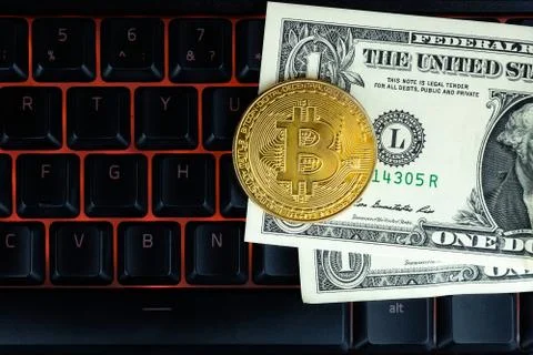 Bitcoin and the dollar Stock Photos