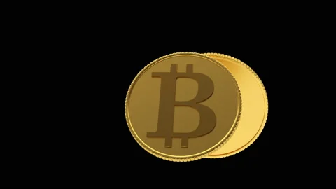 Bitcoin and dollar rotate on black and alpha channel in 3D animation. 4K Stock Footage 155156859