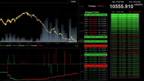 Bitcoin and Ethereum trading screen during a market crash Stock Footage 84709348