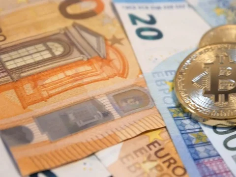Bitcoin and euro Stock Footage 81448264