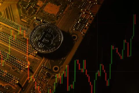 Bitcoin and exchange chart Foto stock