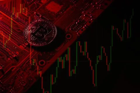 Bitcoin and exchange chart Stock Photos