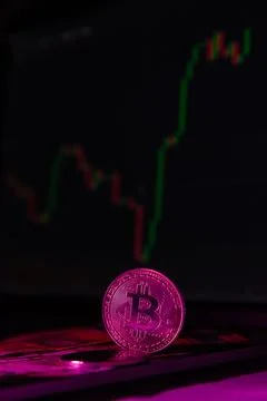 Bitcoin and exchange chart Stock Photos