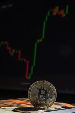 Bitcoin and exchange chart Stock Photos
