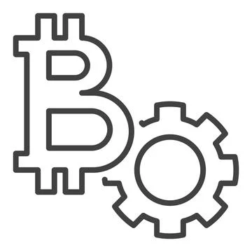 Bitcoin and Gear vector Crypto Currency Settings icon or sign in thin line .. Illustration