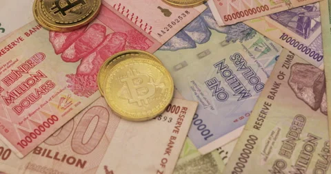 Bitcoin and Hyperinflation Stock Footage 147998102