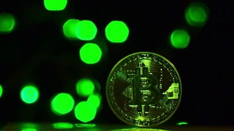 BITCOIN AND LED LIGHT BACKGROUND Stock Footage 83371596