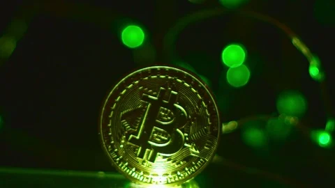 BITCOIN AND LED LIGHT BACKGROUND Stock Footage 83371669