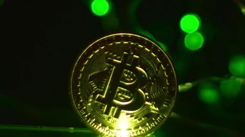 BITCOIN AND LED LIGHT BACKGROUND Stock Footage 83371682