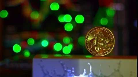 BITCOIN AND LED LIGHT BACKGROUND Stock Footage 83373537