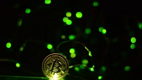 BITCOIN AND LED LIGHT BACKGROUND Stock Footage 83373544