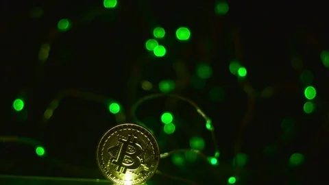 BITCOIN AND LED LIGHT BACKGROUND Stock Footage 83375789