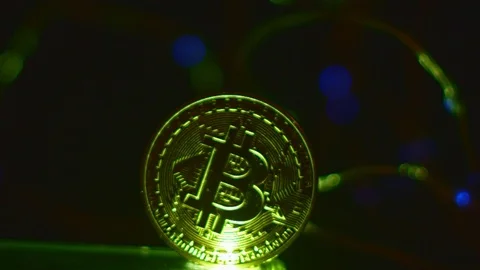 BITCOIN AND LED LIGHT BACKGROUND Stock Footage 83378777