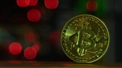 BITCOIN AND LED LIGHT BACKGROUND Stock Footage 83381496