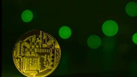 BITCOIN AND LED LIGHT BACKGROUND Stock Footage 83384207