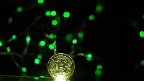 BITCOIN AND LED LIGHT BACKGROUND Stock Footage 83385664