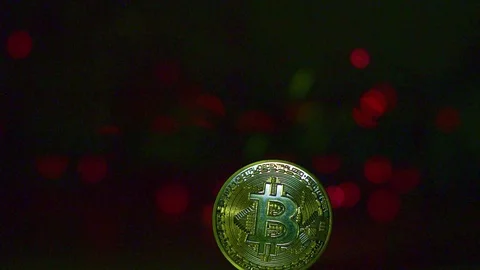 BITCOIN AND LED LIGHT BACKGROUND Stock Footage 83388657