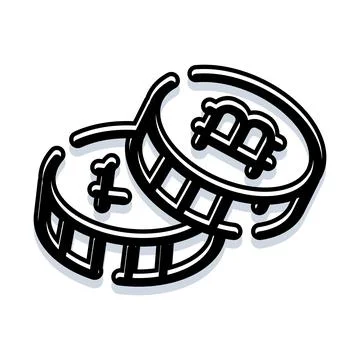 Bitcoin and litecoin cryptocurrency digital finance coins illustration Stock Illustration