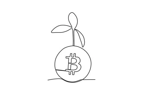 A Bitcoin and a plant Stock Illustration