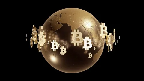 Bitcoin Animated Globe Loop Video stock 76166288