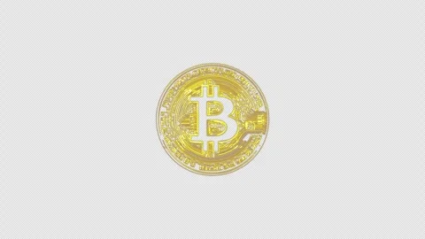 Bitcoin animation. Bitcoin icon animation with alpha channel Stock Footage 288153885