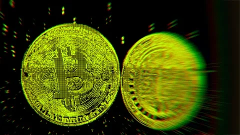 Bitcoin Animation - Cryptocurrency, Blockchain, and Digital Finance Concept Stock Footage 302964795