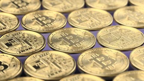 Bitcoin array on purple Stock Illustration