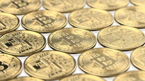 Bitcoin array on white Stock Illustration