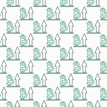 Bitcoin with Arrow vector Cryptocurrency outline seamless pattern Stock Illustration