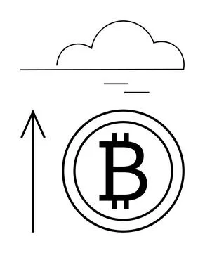 Bitcoin Ascending with Cloud Line Trend Growth Concept with Cryptocurrency .. Ilustración de archivo