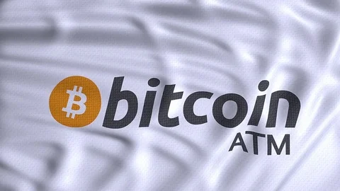 Bitcoin ATM flag waving animation Stock Footage 80863009
