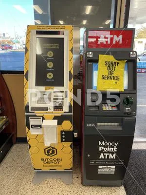 A Bitcoin ATM machine outr of order sign