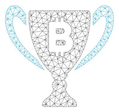 Bitcoin Award Cup Vector Mesh Wire Frame Model Illustrazione stock