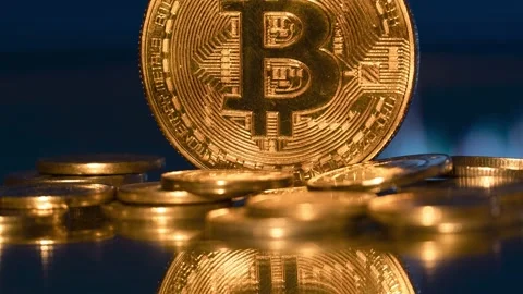 Bitcoin background and bitcoin chart. Cryptocurrency trading. Bitcoin graphic. Stock Footage 232107200