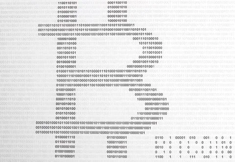 Bitcoin on the background of binary code Stock Photos