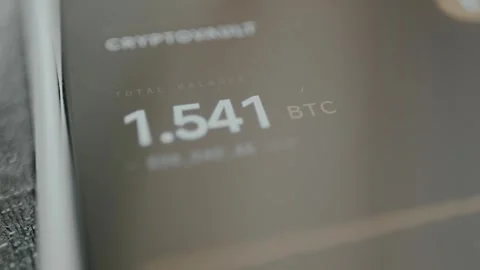 Bitcoin Balance 1.541 BTC Selective Focus Display 動画素材 330654934